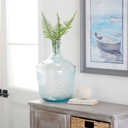 17" Blue Glass Farmhouse Vase